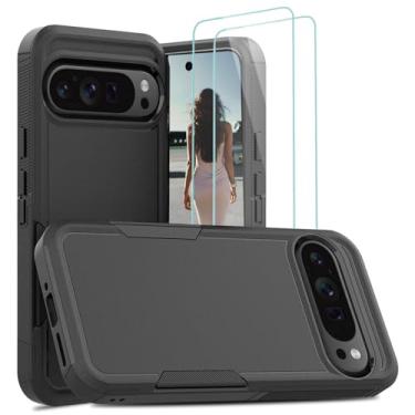 Imagem de Jeylly Capa para Google Pixel 9 Pro XL com [2 unidades] Protetor de tela HD de grau militar, proteção contra quedas, à prova de choque, capa de telefone de camada dupla para Google Pixel 9 Pro XL de