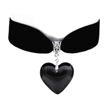 Imagem de Kysin Chiys Colar gargantilha de coração vermelho, acessórios de fantasia gótica, colares gargantilha de coração preto para mulheres, Halloween, colar de sangue de vampiro, colar com pingente de