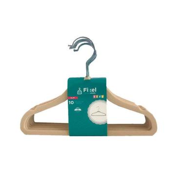 Imagem de Cabide de Veludo Kids Infantil Bege - Cx 10 Unid - 29,5 x 20 cm