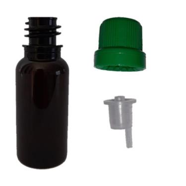 Imagem de Frasco Pet Âmbar Com Gotejador 20ml 50 unds Tampa Verde - RC MINASMEL