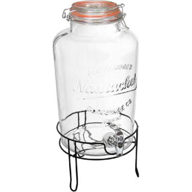 Imagem de REFRESQUEIRA SUCO AGUA COM SUPORTE METAL HOME&CO VIDRO 8L 47x25x25cm TRANSPARENTE