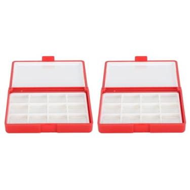 Imagem de 2pcs Paletas de armazenamento de tinta de caixa vazia 2PCs Caixa de pigmento portátil de pintura de plástico para batons de acrílicos Paleta de aquarela vazia (Red 12 grades)