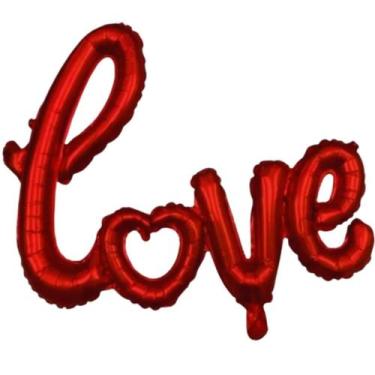 Imagem de Balão Metalizado LOVE Vermelho Decoração Namorados 70cm - Enaltecer