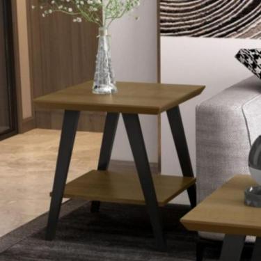 Imagem de Mesa Lateral com Pés em Madeira Mireile Freijó/Preto - CasaH