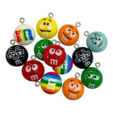 Imagem de 10 Pingente de Chocolate M&ms 20mm Para Fazer Colar Montar Bijuteria