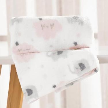 Imagem de Cobertor Manta Microfibra Fofinha e Macia para Bebês 70cm X 100cm Meninas. Estampa elefante.