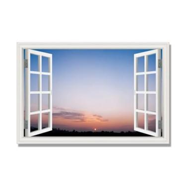 Imagem de PY3H69 Arte de parede em tela de janela aberta, impressão natural em tela. Lindo cenário de céu 12,7 cm, decoração de parede de paisagem de janela, decoração de casa moderna. 30 x 45 cm-11,8 x 17,7