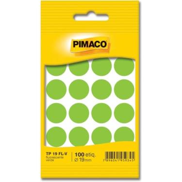 Imagem de Etiqueta Adesiva, Redonda, TP-19, 19mm, Verde Fluorescente, Pimaco