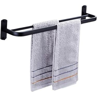 Imagem de Toalheiro De Parede Duplo Porta Toalha Adesivo Sem Furos Banheiro Acessórios Multiuso (Toalheira Dupla 50cm)