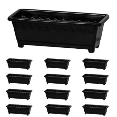 Imagem de Kit 12 Vasos Jardineira Floreira grande 9,5L - Preto