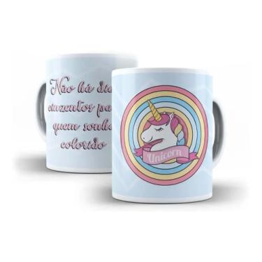 Imagem de Caneca Porcelana Unicórnio Não Há Dias Cinzentos Para Quem Sonha Color
