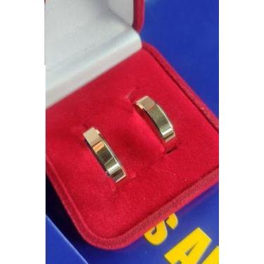 Imagem de Alianças Reta com Kima Brillhosa Ouro 18 Kilates Peso 7.10 Gramas 6 mm