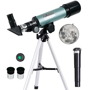 Imagem de Telescópio astronômico, mijiaowatch Telescope para crianças 360/50 mm Zoom 90X HD Outdoor Monocular Space Telescope Refrator Portátil com Tripé para Crianças/Adultos/Iniciantes.