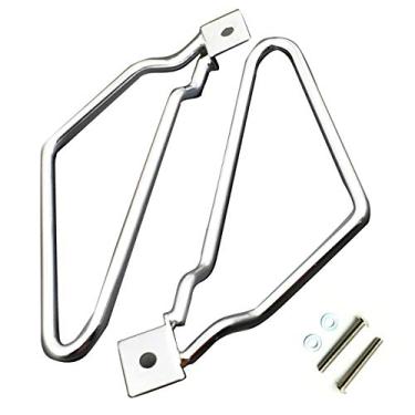 Imagem de Yibid Motocicletas 1 conjunto de suportes de alforje suporte preto para Sportster 883 Iron XL883N Dyna Fat Bob FXDF (cromado)