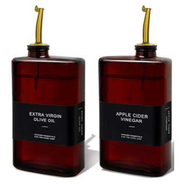 Imagem de Gelury Garrafa dispensadora de azeite de oliva para cozinha, 335 g, galheteiro de óleo de cozinha escuro com bloqueio de luz, conjunto dispensador de óleo e vinagre, recipiente de molho de soja