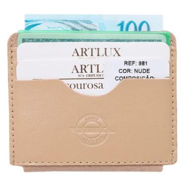 Imagem de Carteira Slim Porta Cartões e CNH Artlux em Couro 981, Nude