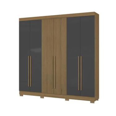 Imagem de Guarda Roupa Casal 6 Roupas 2 Gavetas Internas Atacama Grafite Aramóve