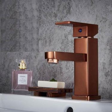 Imagem de Torneira banheiro reta baixa  - rose gold - mg24 - MG METAIS