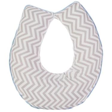 Imagem de Almofada Amamentação Algodão para Bebê Menino Chevron com Azul - AVM E