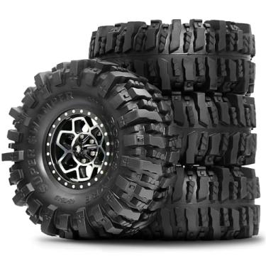 Imagem de REDSPIDER 1.9 RC Crawler Tires and Wheels Beadlock Rims Tires 118mm*45mm OD for TRX4 SCX10 Pro 1/10 RC Crawler Axial SCX10 90046 AXI03007 (Black)