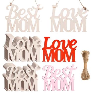 Imagem de MoDooris 48 Peças De Artesanato Em Madeira Inacabado Para O Dia Das Mães, Recortes Amor Enfeites Pendurados Branco, Letras Madeira, Etiquetas Pintura, Placas Feliz Decoração Festa