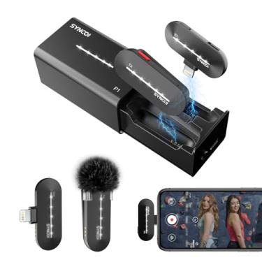 Imagem de SYNCO Microfone sem fio para iPhone 48 kHz 24 bits, microfone de lapela P1SL com capa de carregamento para iPad, smartphone, YouTube, TIK Tok, Vlog, transmissão ao vivo, sem fio