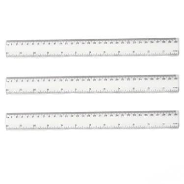 Imagem de RéGua Escolar de 12 PeçAs, RéGua de PláStico Transparente de 30 Cm, RéGua de MediçãO, RéGua de EscritóRio Escolar(Transparente,3UN)