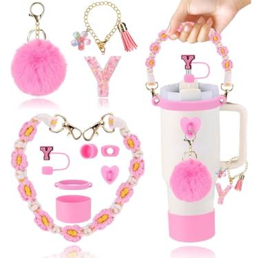 Imagem de Conjunto de 6 peças de acessórios para copo Stanley Cup 850 g 1,134 g copo com alça, incluindo tampa e bota de cobertura de palha de silicone, tampa à prova de derramamento, pingente de alça, adesivo