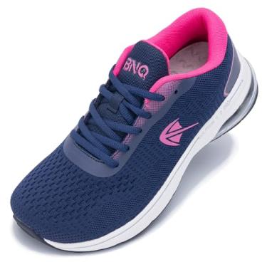 Imagem de SURRAY Tênis feminino de caminhada com bico largo com suporte de arco, tênis de corrida de largura extra larga para fascite plantar pé plano, alívio da dor, tamanho 6-11, Rosenavy, 9.5 Wide