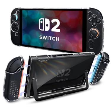 Imagem de DLseego Capa rígida transparente para Nintendo Switch 2 2025 com protetores de controle JoyCon destacáveis - Capa de console à prova de choque e resistente a arranhões