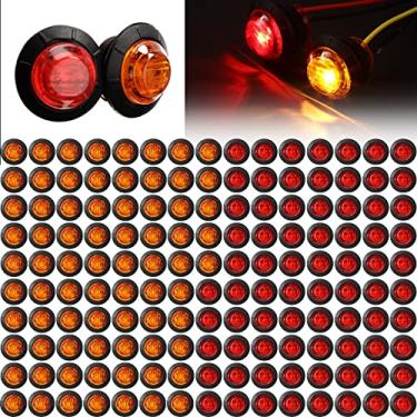 Imagem de 150 peças redondas de 1,9 cm mini montagem em superfície LED luzes marcadoras laterais de LED luzes marcadoras laterais de reboque para caminhão barco SUV ATV bicicleta marinha (vermelho, âmbar)