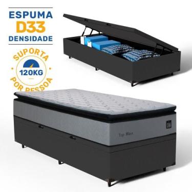 Imagem de Cama Box Baú com Colchão de Espuma D33 Pillow Top Maxx Solteiro 88cm -