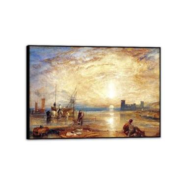 Imagem de Arte de parede em tela, pinturas famosas, pôster, castelo de pederneira, North Wales, impressões famosas de reprodução de pinturas a óleo para decoração de sala de estar 70 x 50 cm (28 x 20 pol