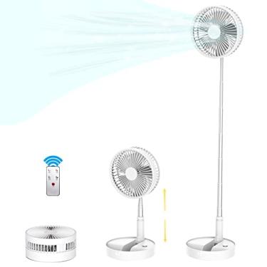 Imagem de Greheywos Ventilador dobrável recarregável 20.3 cm 7200mAh operado por bateria, pequeno ventilador remoto, ventilador silencioso de pedestal de mesa para quarto, escritório, acampamento, viagem