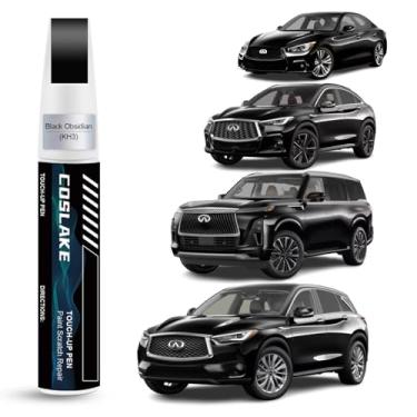 Imagem de COSLAKE Tinta de retoque de carro (obsidiana preta (KH3)) para INFINITI, kit de reparo de arranhões de tinta de carro, solução rápida e fácil de reparar, caneta removedor de arranhões 2 em 1 com 2