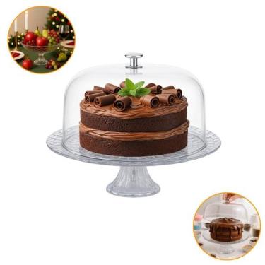 Imagem de Boleira de Vidro com Pé e Tampa Prato 32cm para Bolo, Doces, Sobremesa