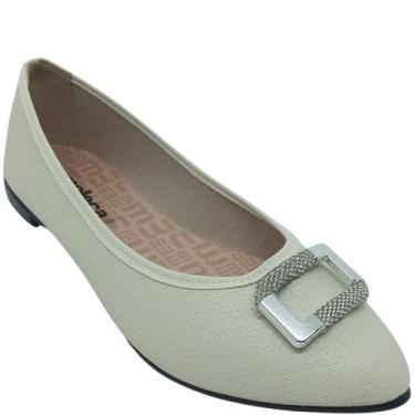 Imagem de Sapatilha Moleca Feminina Napa Dalia com Fivela em Brilho, Branco off,
