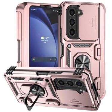 Imagem de Capa para Galaxy Z Fold 6, resistente a choques, com suporte de anel militar e compartimento para caneta oculto, capa protetora (para Galaxy Z Fold 6/ouro rosa)