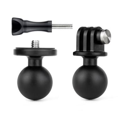 Imagem de YALLSAME Adaptador de esfera de 2,5 cm com parafuso rosqueado de 1/10.2 cm-20 para câmera de ação, adaptador de montagem esférica para GoPro/Insta360/DJI OSMO/AKASO com parafuso de polegar, adequado