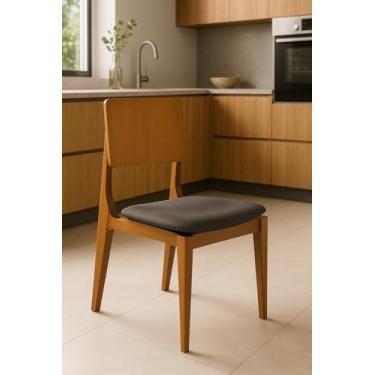 Imagem de Turmalina Kit 8 Cadeiras Madeira Eucalipto Linho Chumbo Mel