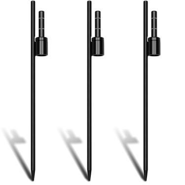 Imagem de Shimeyao 3 peças de bandeira de penas com ponta no chão bandeira de pena base de aço inoxidável suporte de haste de estaca no chão com rolamento de manga adequado para mastros de 0,66 polegadas de