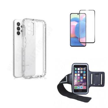 Imagem de Kit Braçadeira Samsung Galaxy A32 4G + Película De Vidro 3D + Capa
