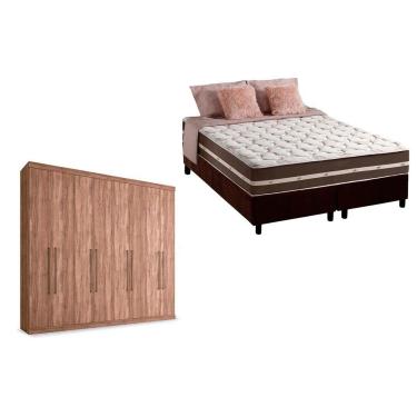Imagem de Cama Box Casal + Colchão Classic + Guarda Roupa Master Vip 8.4 Atacama-Jatobá
