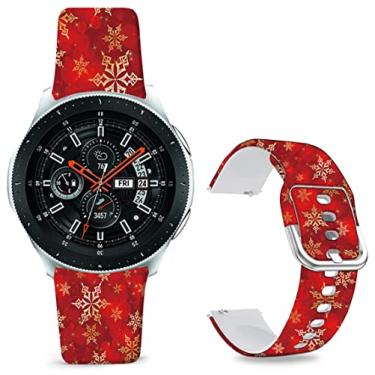 Imagem de Sjiangqiao Pulseiras estampadas com padrão compatível com Samsung Galaxy Watch de 46 mm/Watch 3 de 45 mm/Gear S3 Frontier/Classic/Pebble Time/V de silicone de 22 mm para homens e mulheres (vermelho