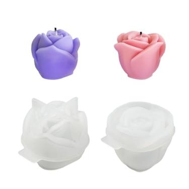 Imagem de UR URLIFEHALL 2 moldes de vela de flor rosa de silicone floral 3D moldes de resina epóxi para velas faça você mesmo, sabonete, aromaterapia, artesanato, decoração de festa em casa