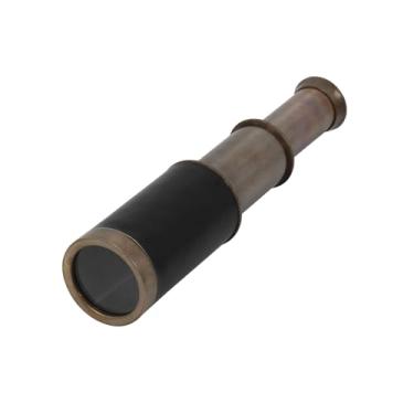 Imagem de Telescópio de latão preto montado em couro com acabamento antigo Tamanho: 15 cm