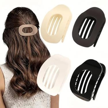Imagem de 4/5/6/8 peças de grampos de cabelo planos redondos para mulheres - presilhas ovais de bico de pato de fixação forte, clipes antiderrapantes para cabelos grossos e finos | Acessórios de cabelo