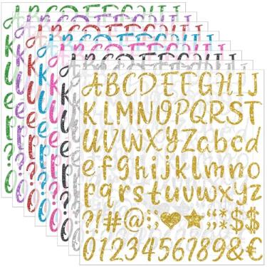 Imagem de 648 pçs adesivos de letras glitter alfabeto adesivos autoadesivos à prova d'água vinil pequeno letras ABC para graduação tampa garrafas de água copo caixa de correio número scrapbooking caderno