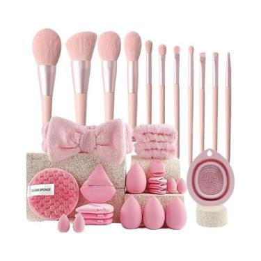 Imagem de Conjunto De Pincéis E Esponjas De Maquiagem Rosa, 21-32 Peças, Kit Rem
