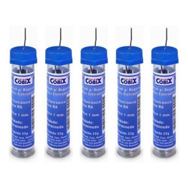 Imagem de Kit Fio de Estanho 63x37 (SnxPb) 1mm  Tubinho 22g 4m - HIKARI, 5 peças